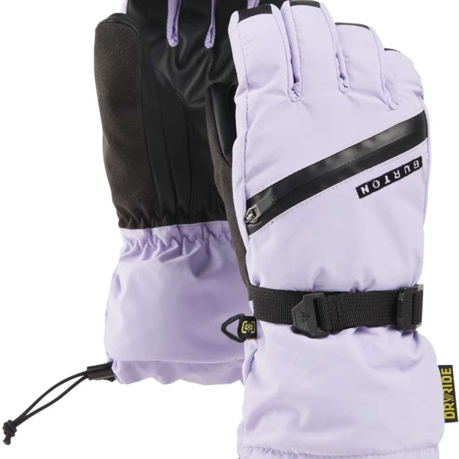 Burton Young Vent Gloves 2024 - A pair of gloves with a black strap on the wrist and a white logo that says "BURTON" in all caps.