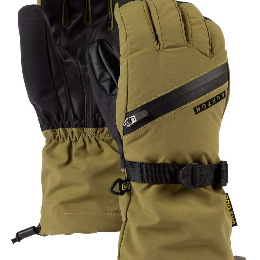 Burton Young Vent Gloves - Olive green gloves with black accents, featuring a diagonal stripe on the back of one glove.