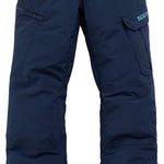 Burton Youth Exile 2L Insulated Cargo Pant 2024 - Dark blue cargo pants with a small Burton logo on the left leg pocket.