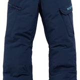 Burton Youth Exile 2L Insulated Cargo Pant 2024 - Dark blue cargo pants with a small Burton logo on the left leg pocket.