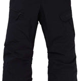 Burton Youth Exile 2L Insulated Cargo Pant 2024 - Black snow pants with two cargo pockets on each thigh and a black belt loop at the waist.