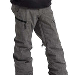 Burton Youth Exile 2L Insulated Cargo Pant 2024 - A pair of gray snowboard pants with a cargo pocket on the thigh and a black zipper pull.