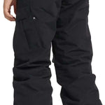 Burton Youth Exile 2L Insulated Cargo Pant 2024 - Black cargo pants with a small white logo on the left leg pocket.