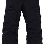 Burton Youth Exile 2L Insulated Cargo Pant 2024 - Black snow pants with two cargo pockets on each leg, one near the knee and one above the ankle.