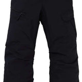 Burton Youth Exile 2L Insulated Cargo Pant 2024 - Black snow pants with two cargo pockets on each leg, one near the knee and one above the ankle.
