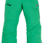Burton Youth Exile 2L Insulated Cargo Pant 2024 - A pair of green snow pants with cargo pockets on each thigh and a black waistband.