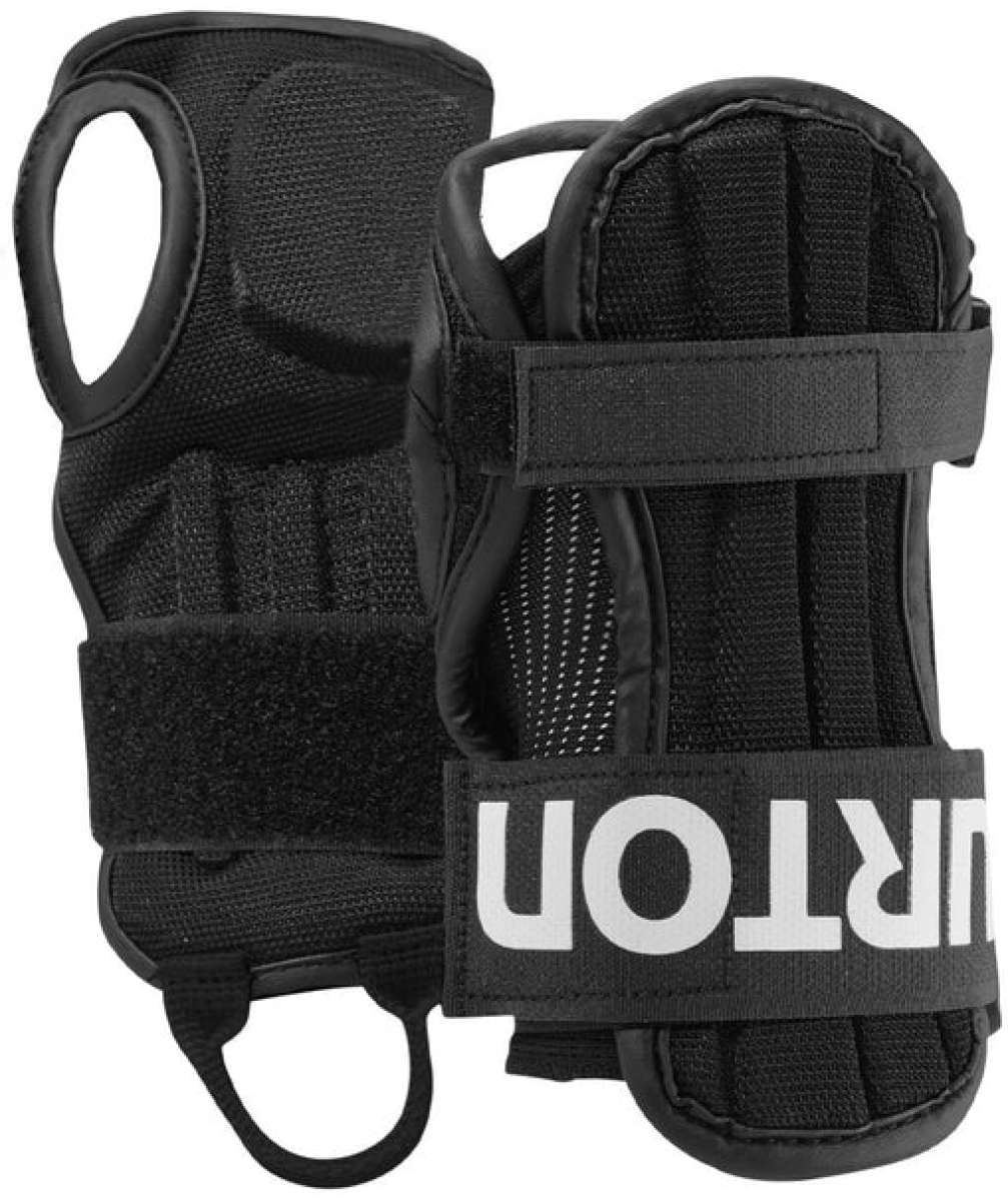 Burton Youth Impact Wrist Guard 2024 - Black wrist guard with white logo on strap and black padding around edges.