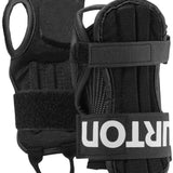 Burton Youth Impact Wrist Guard 2024 - Black wrist guard with white logo on strap and black padding around edges.