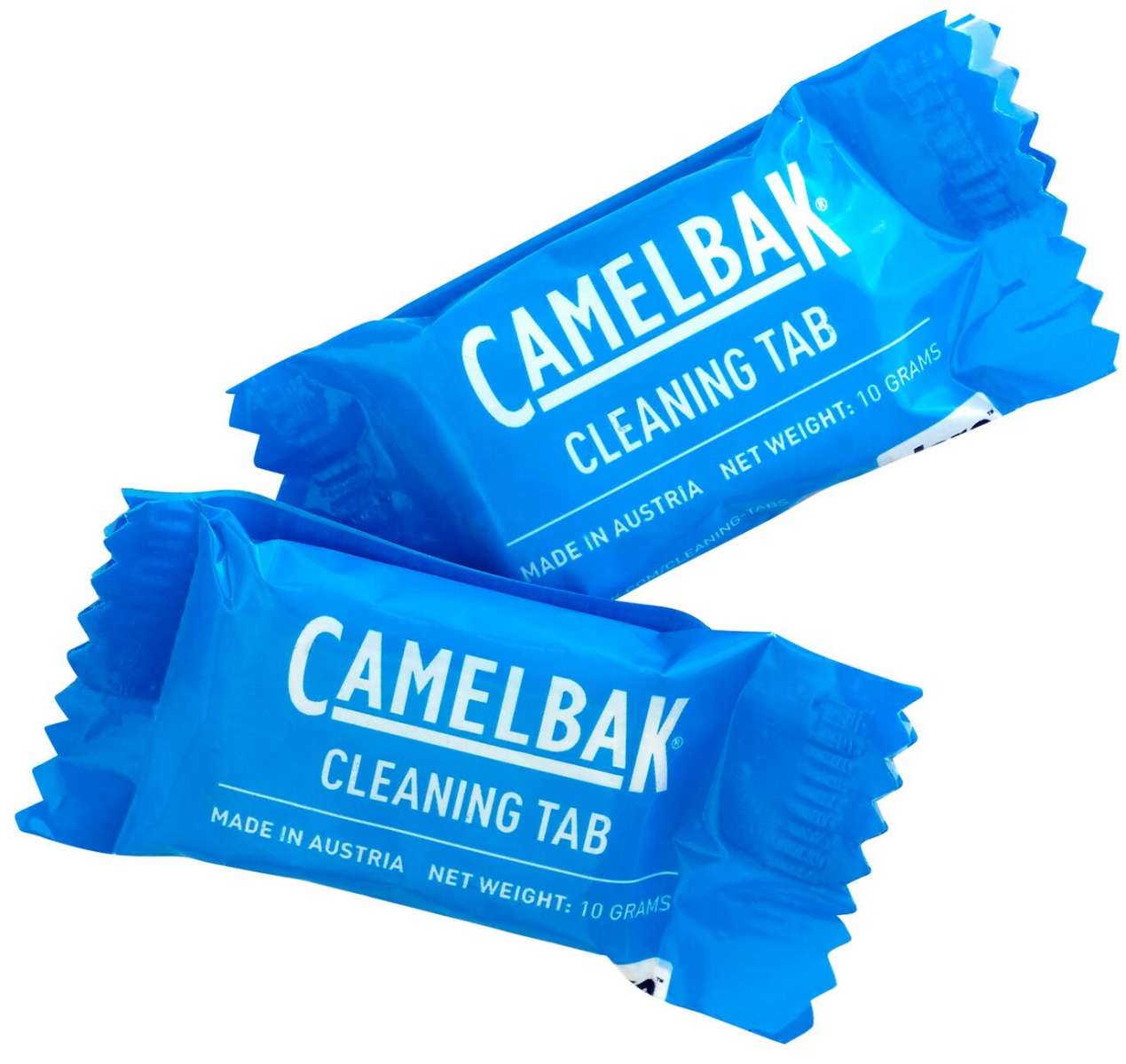 Camelbak Crux Cleaning Kit 2022-2023 - A blue cleaning kit with a white logo and text, featuring a small bottle of cleaner and two scrubbers.