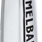 Camelbak - White reservoir with black logo and blue cap.