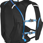 Camelbak Octane 10 70oz Hydration Pack - A black hydration pack with a blue logo and white accents, featuring a mesh back panel for breathability.