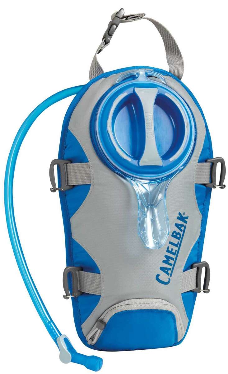 Camelbak Unbottle 2L 70oz Reservoir - The reservoir is blue with a white logo and has a screw-top cap on top.