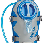 Camelbak Unbottle 2L 70oz Reservoir - A blue and gray reservoir with a white logo on the side, featuring two screw-top openings and a clear plastic tube.