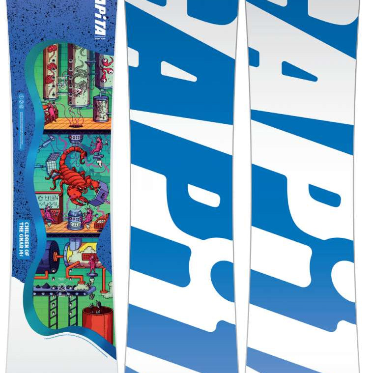 Capita Kids - Children of the Gnar Snowboard 2024 is shown from a front perspective with a blue and white color scheme.