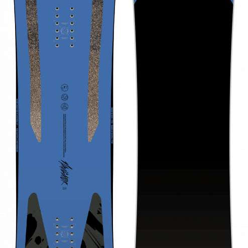 Capita Navigator Snowboard 2023 - A blue snowboard with a black logo on top and two gray stripes down the middle.
