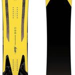 Capita Navigator Snowboard 2023 - A yellow snowboard with a black logo on top and two gray stripes down the middle.