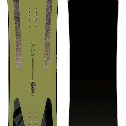 Capita Navigator Snowboard 2023 - A green snowboard with a black logo on top and two gray stripes down the middle.