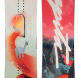 Capita Women's Space Metal Fantasy Snowboard 2024 - A snowboard with a predominantly white base and a vibrant, multicolored design featuring abstract shapes and patterns.