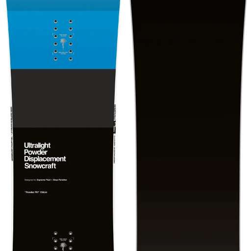 Capita Spring Break Powder Pill 2023 - A blue snowboard with a white logo of a palm tree and lightning bolt on top.