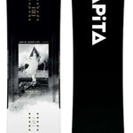 Capita Super DOA Snowboard 2024 - A black snowboard with a white logo and text on top of a gray background.