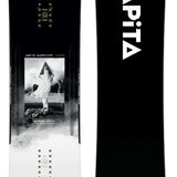 Capita Super DOA Snowboard 2024 - A black snowboard with a white logo and text on top of a gray background.