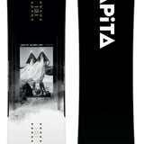 Capita - Super DOA Snowboard 2024 is shown in a black and white image, featuring a mountain graphic on its top side.