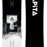 Capita Super DOA Snowboard 2024 - A black snowboard with a white logo and text on top of a gray background.