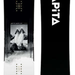 Capita Super DOA Snowboard 2024 - A black snowboard with a white logo and text on top of a gray background.
