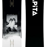 Capita Super DOA Snowboard 2024 - A black snowboard with a white logo and text on top of a gray background.