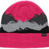 Chaos Kids Chute Cuffed Beanie 2024 - A pink beanie with a gray and white snowflake pattern on top.