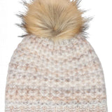 Chaos Ladies Laila Pom Beanie 2024 - A cream-colored beanie with a large, fluffy tan pom-pom on top.
