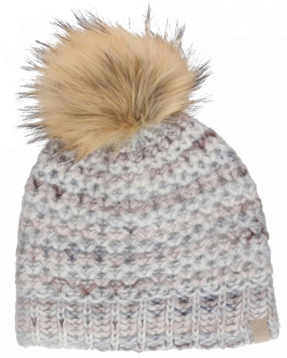 Chaos Ladies Laila Pom Beanie 2024 - A light-colored beanie with a large, fluffy tan pom-pom on top.