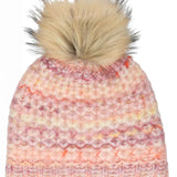 Chaos Ladies Laila Pom Beanie 2024 - A pink beanie with a large, fluffy pom-pom on top.