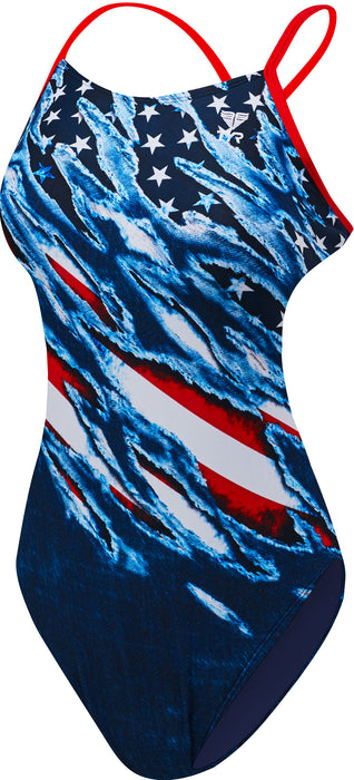 TYR Ladies' USA: Live Free Cutoutfit One-Piece Swimsuit