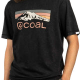 Coal Baker Short Sleeve Tee 2023 - A black t-shirt with a white mountain graphic and "COAL" logo in orange.