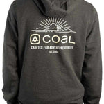 Coal Cultus Hoodie 2023 - Dark gray hoodie with white logo on chest and hood.