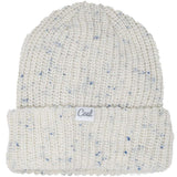 Coal Edith Speckle Knit Beanie 2024 - A cream-colored beanie with blue speckles and a ribbed cuff.