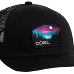 Coal Hauler Low One Cap 2024 - Black hat with a small embroidered logo on the front featuring a white mountain range and tree design.