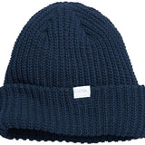 Coal Ladies Edith Mid Beanie 2023 - A navy blue beanie with a white label featuring the word "COAL" in gray letters.