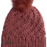 Coal Ladies Maizy Tall Pom Beanie 2023 - A dusty rose-colored beanie with a tall, fluffy pom-pom on top.