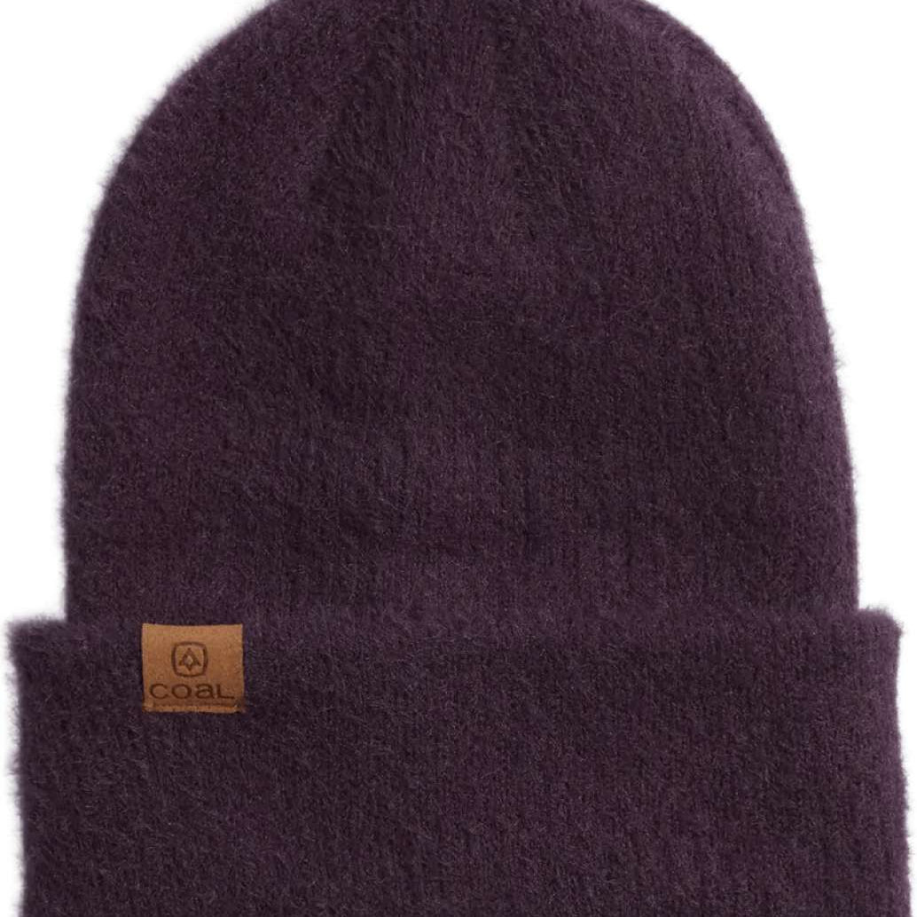 Coal Ladies Pearl Tall Beanie 2023 - A dark gray beanie with a pearl-colored stripe around the cuff.