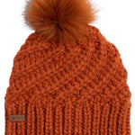 Coal Maizy Tall Pom Beanie - A rust-colored beanie with a tall, fluffy pom-pom on top.