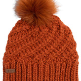 Coal Maizy Tall Pom Beanie - A rust-colored beanie with a tall, fluffy pom-pom on top.