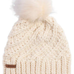 Coal Maizy Tall Pom Beanie 2024 - Cream-colored beanie with a tall, fluffy white pom-pom on top.