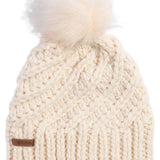 Coal Maizy Tall Pom Beanie 2024 - Cream-colored beanie with a tall, fluffy white pom-pom on top.