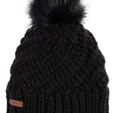 Coal Maizy Tall Pom Beanie - Black beanie with a tall, fluffy black pom-pom on top.