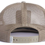 Coal Ripley Vintage Mesh Cap 2023 - A tan mesh cap with a white embroidered logo on the front and a small button on top.