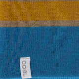 Coal Speed Demon Tall Beanie 2023 - A blue beanie with a tan stripe and gray lettering on the front.