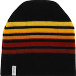 Coal Speed Demon Tall Beanie 2023 - Black beanie with yellow, orange, and red stripes.