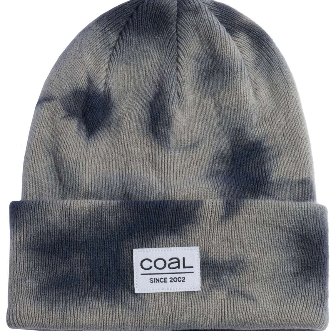 Coal Standard Mid Length Beanie 2023 - A gray beanie with a white rectangular patch on the front that says "COAL" in black letters.